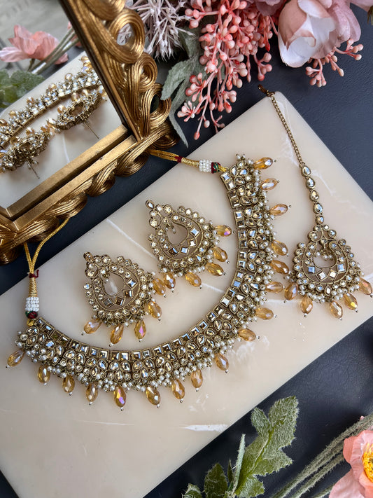 Amber Royalty Kundan & Crystal Set