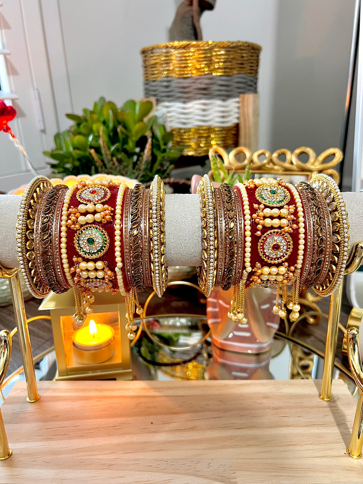 Maharani Kundan & Pearl Bangle Stack