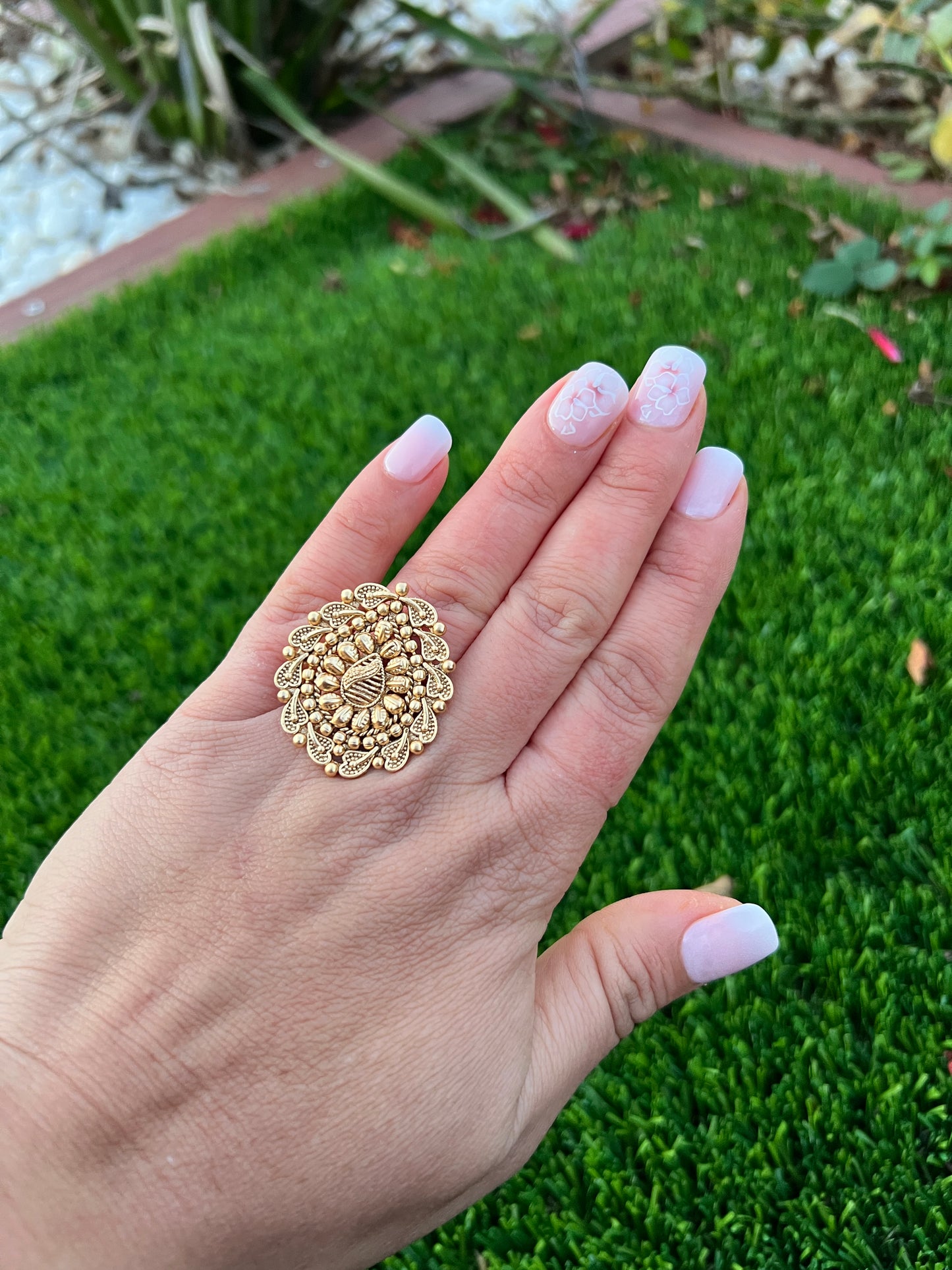 Gold plated antique look ring