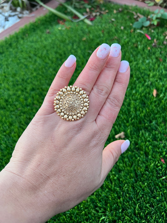 Gold plated antique look ring