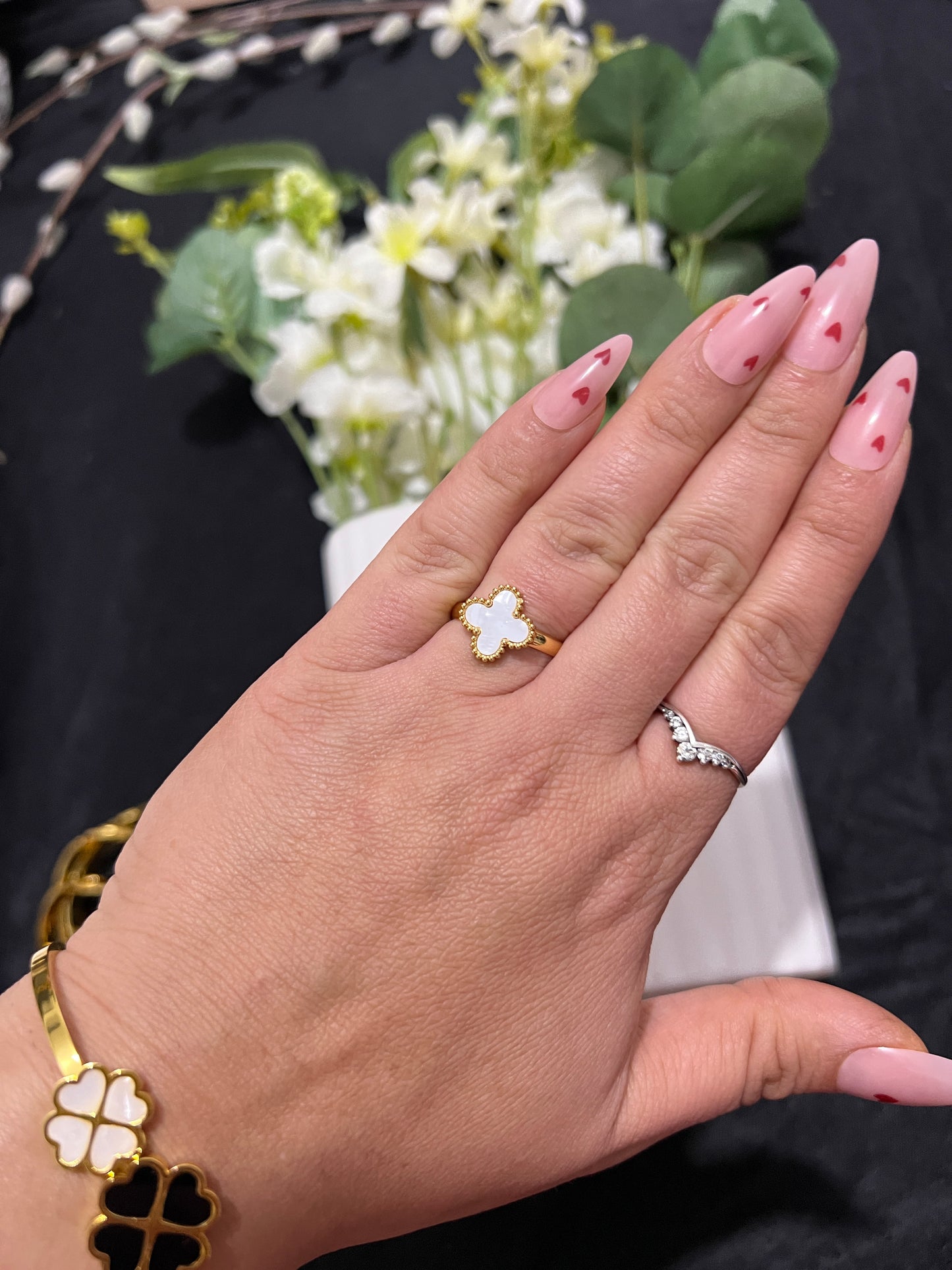 Flower anti tarnish openable ring