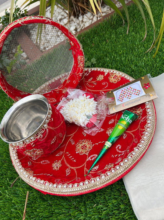 Karwa chauth Embroidered thali set
