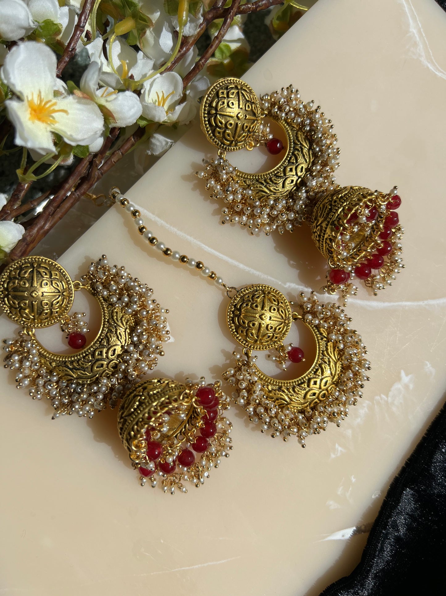 Swara earrings & tikka