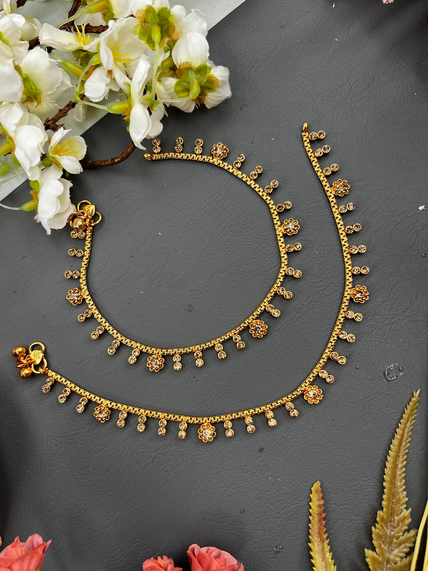 The Jasmine Bloom Stone Anklets