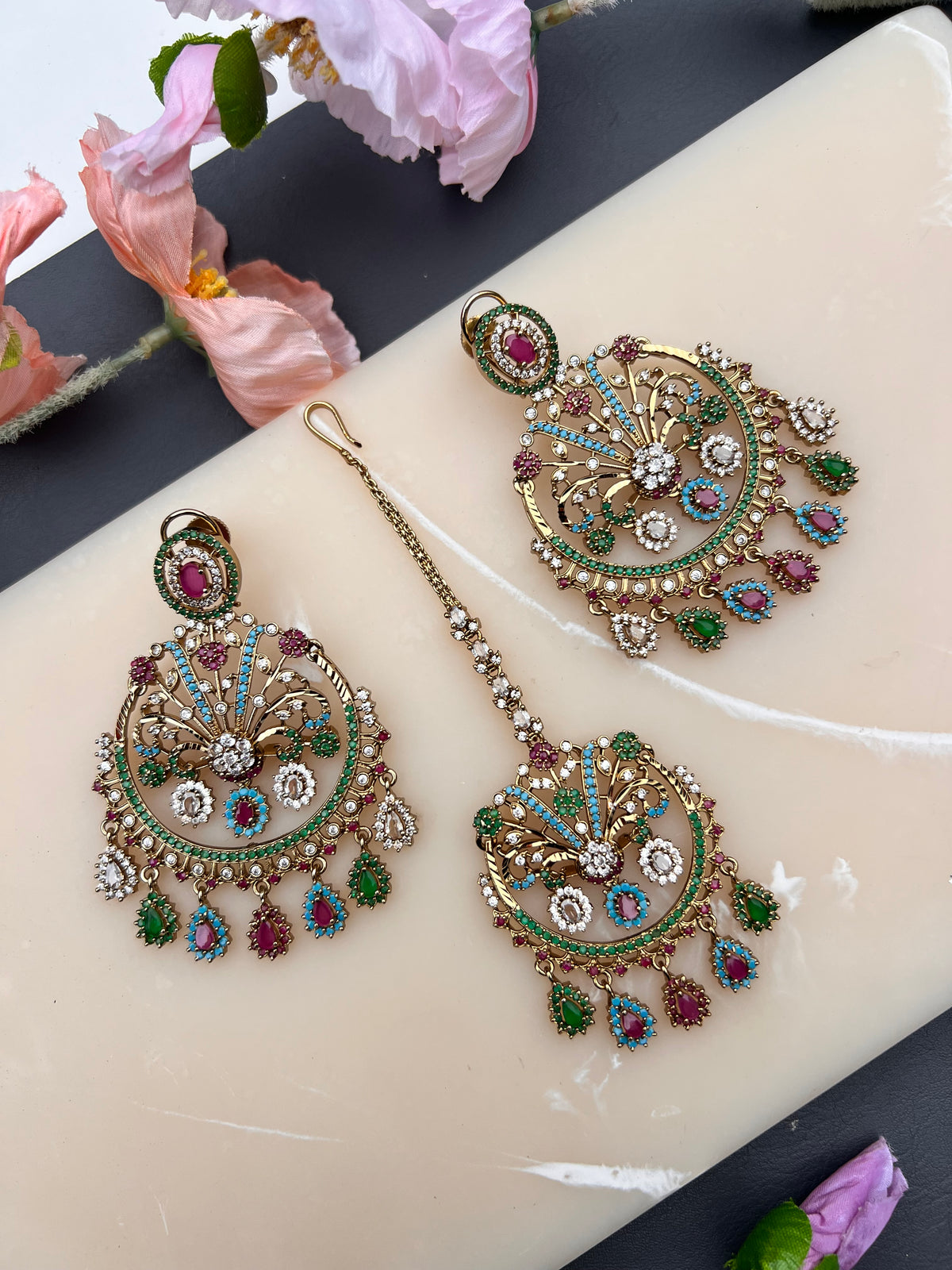 Rhea earrings and Tikka set
