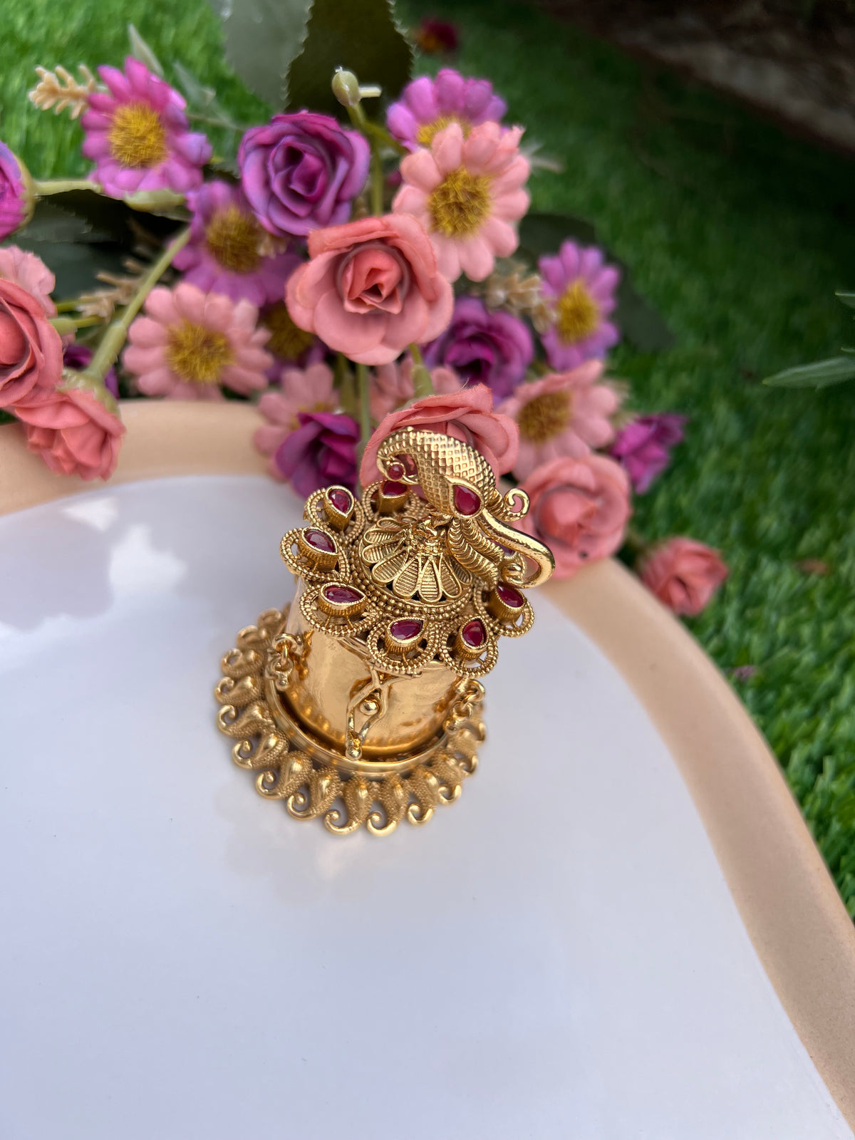Heritage Peacock Motif Ethnic Vermilion Box
