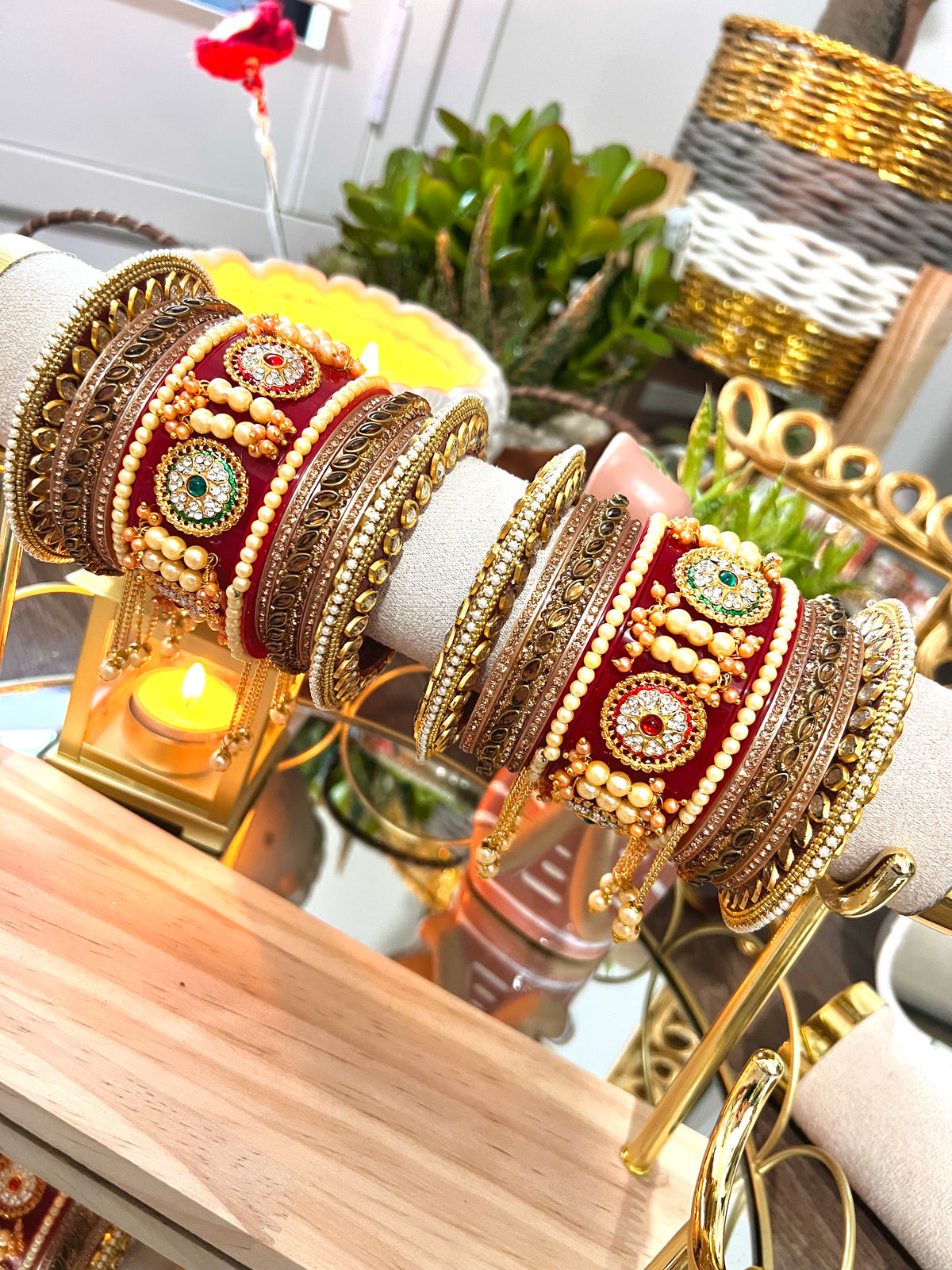 Maharani Kundan & Pearl Bangle Stack