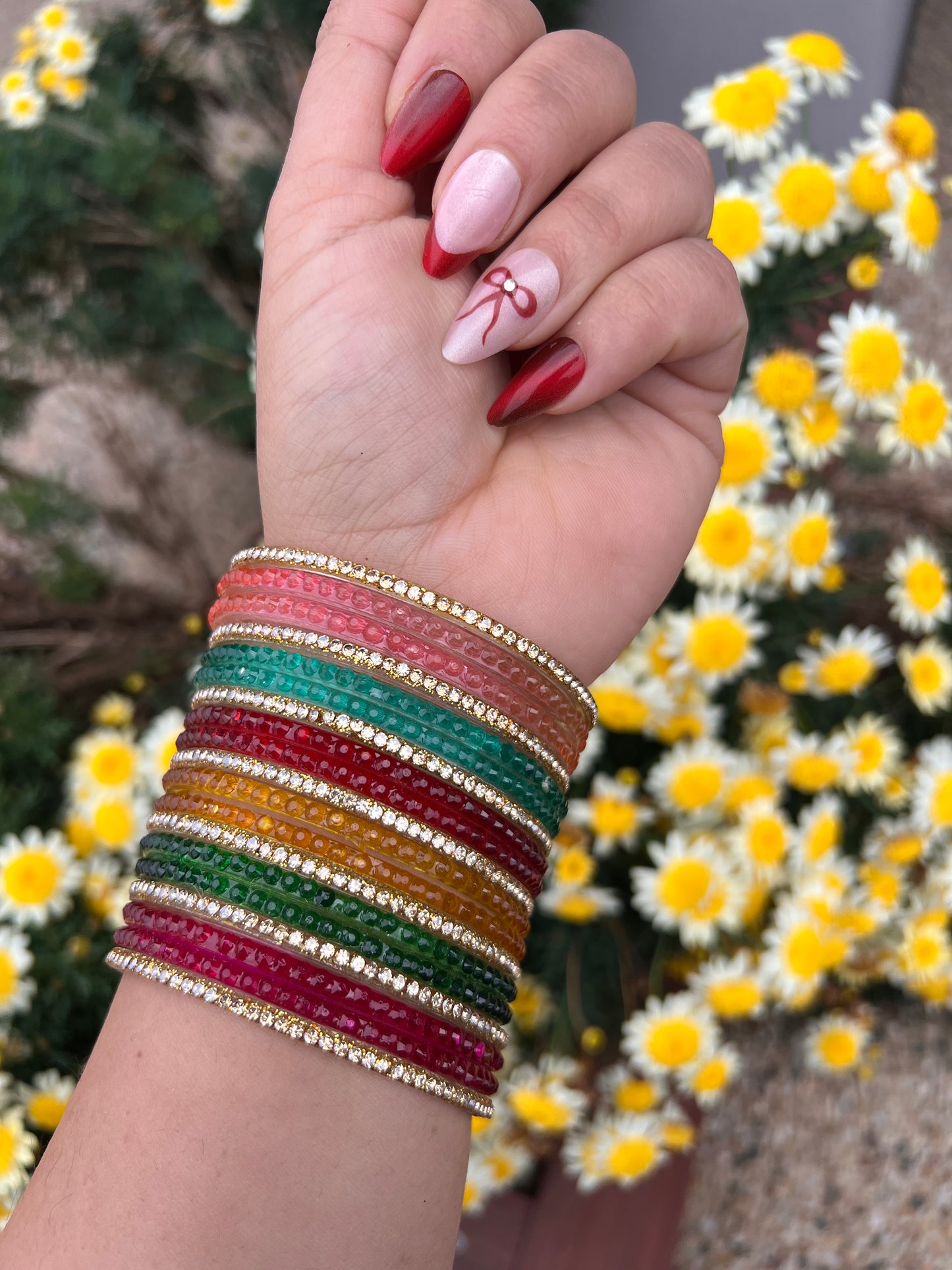 Rainbow Prism Faceted Bangle Set
