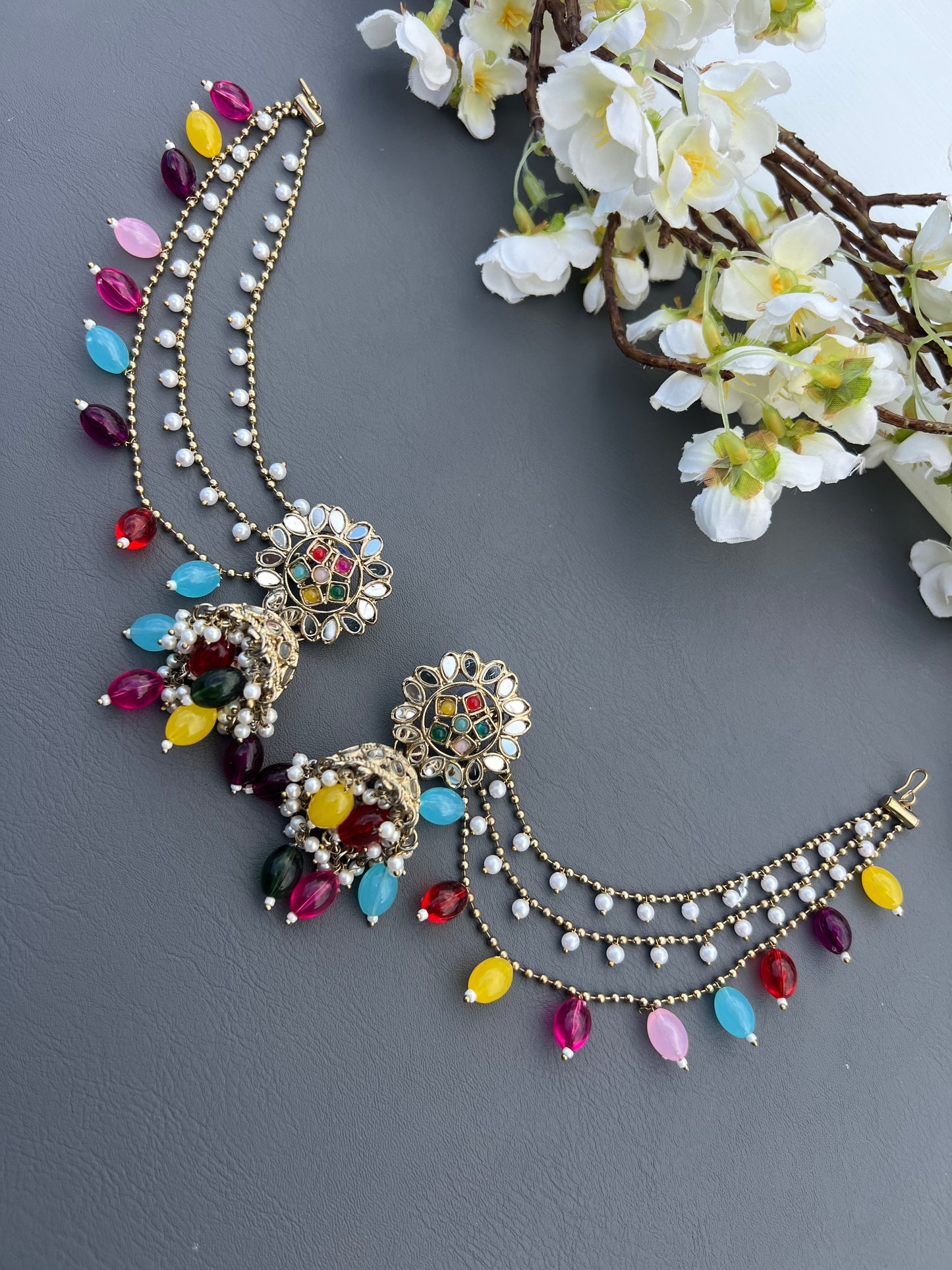 Himani jhumka earrings with ear chains