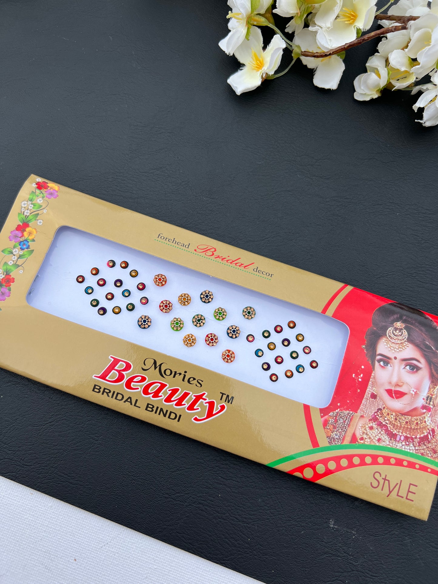 Multi colour stone bindi card