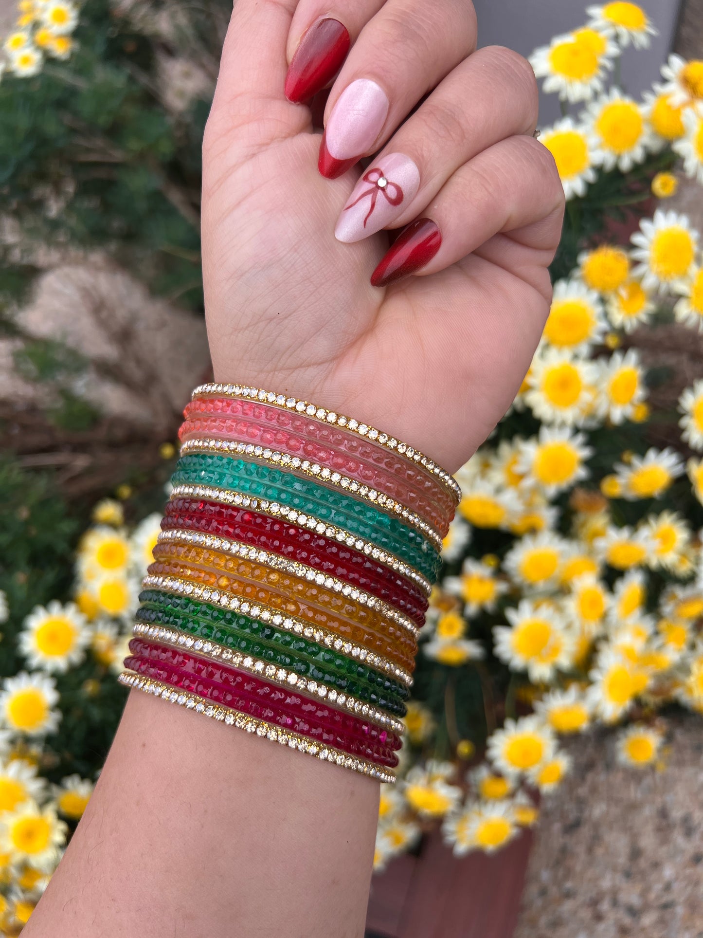 Rainbow Prism Faceted Bangle Set