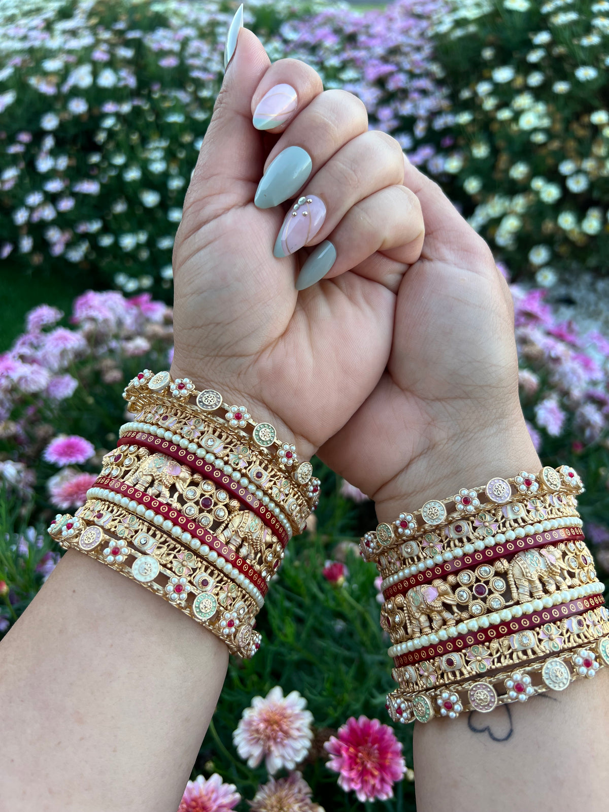 The Aadhya Heritage Elephant Bangle Set ( Both hands)