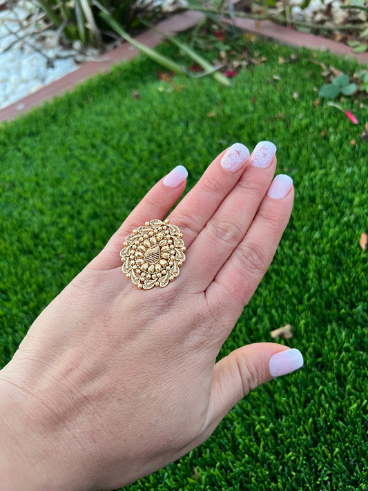 Gold plated antique look ring