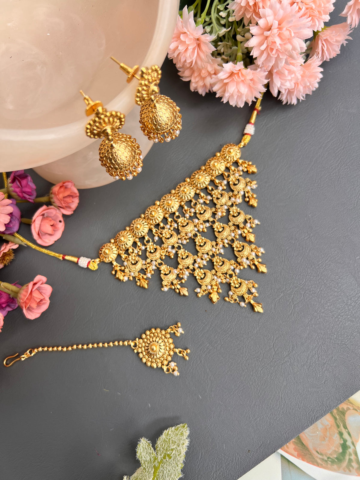 Sahiba gold plated choker set