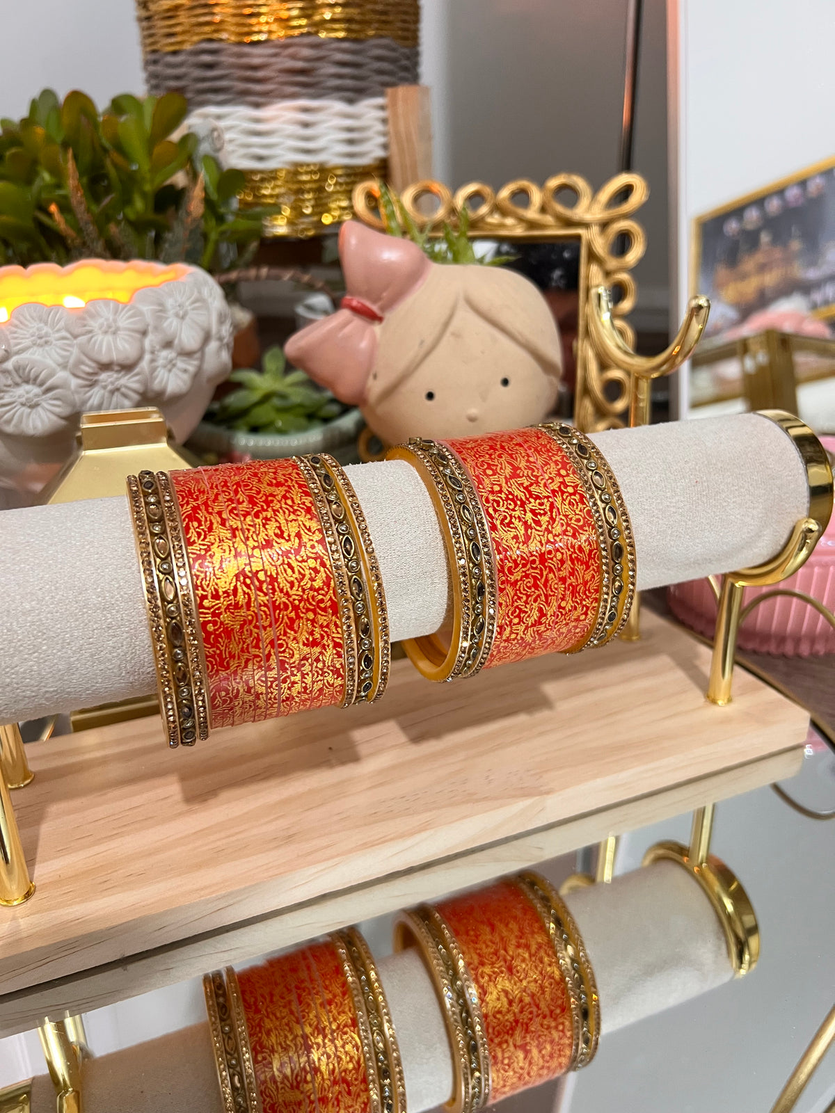 Meenakari Red & Gold Bangle Set