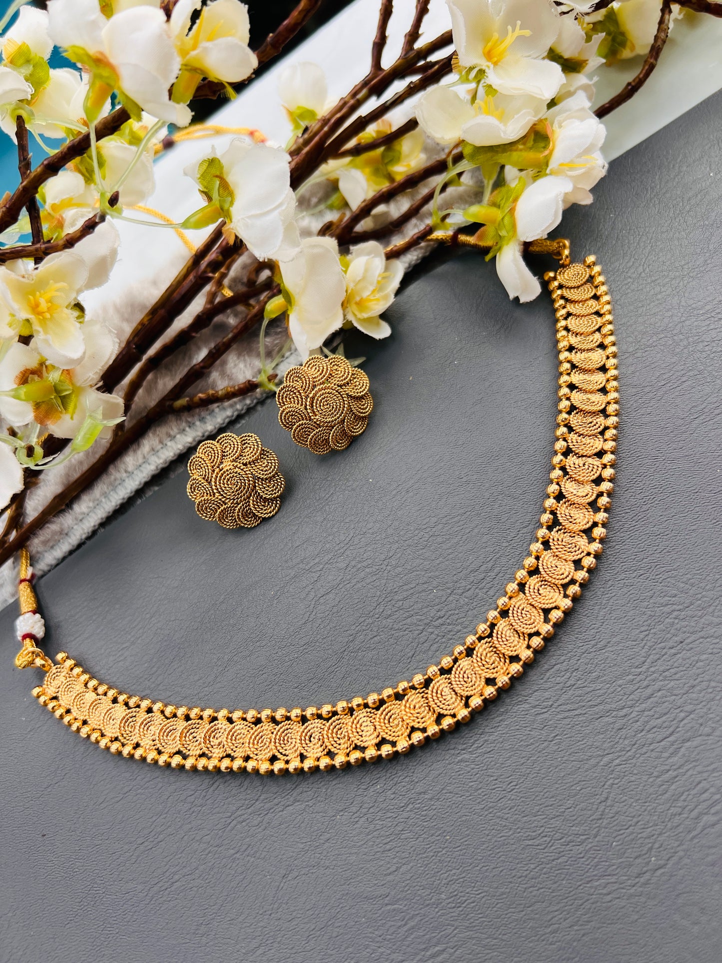 Sania gold plated necklace set
