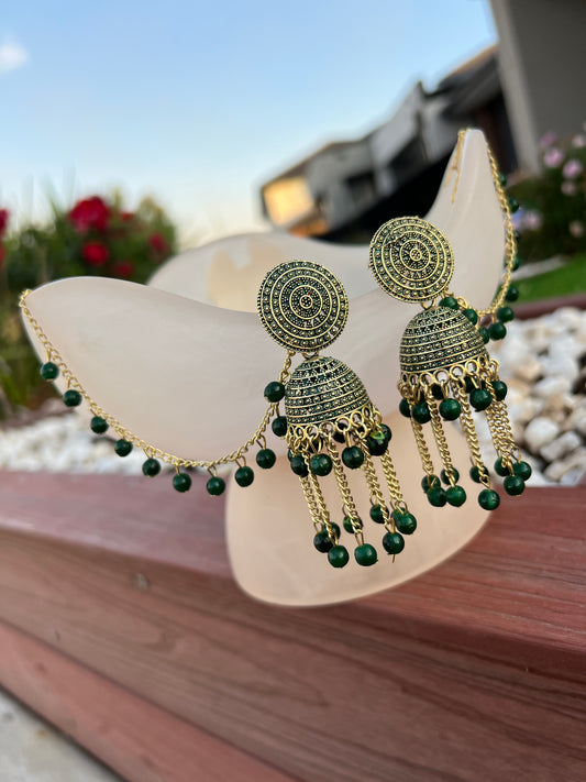 Jhumki with ear chains