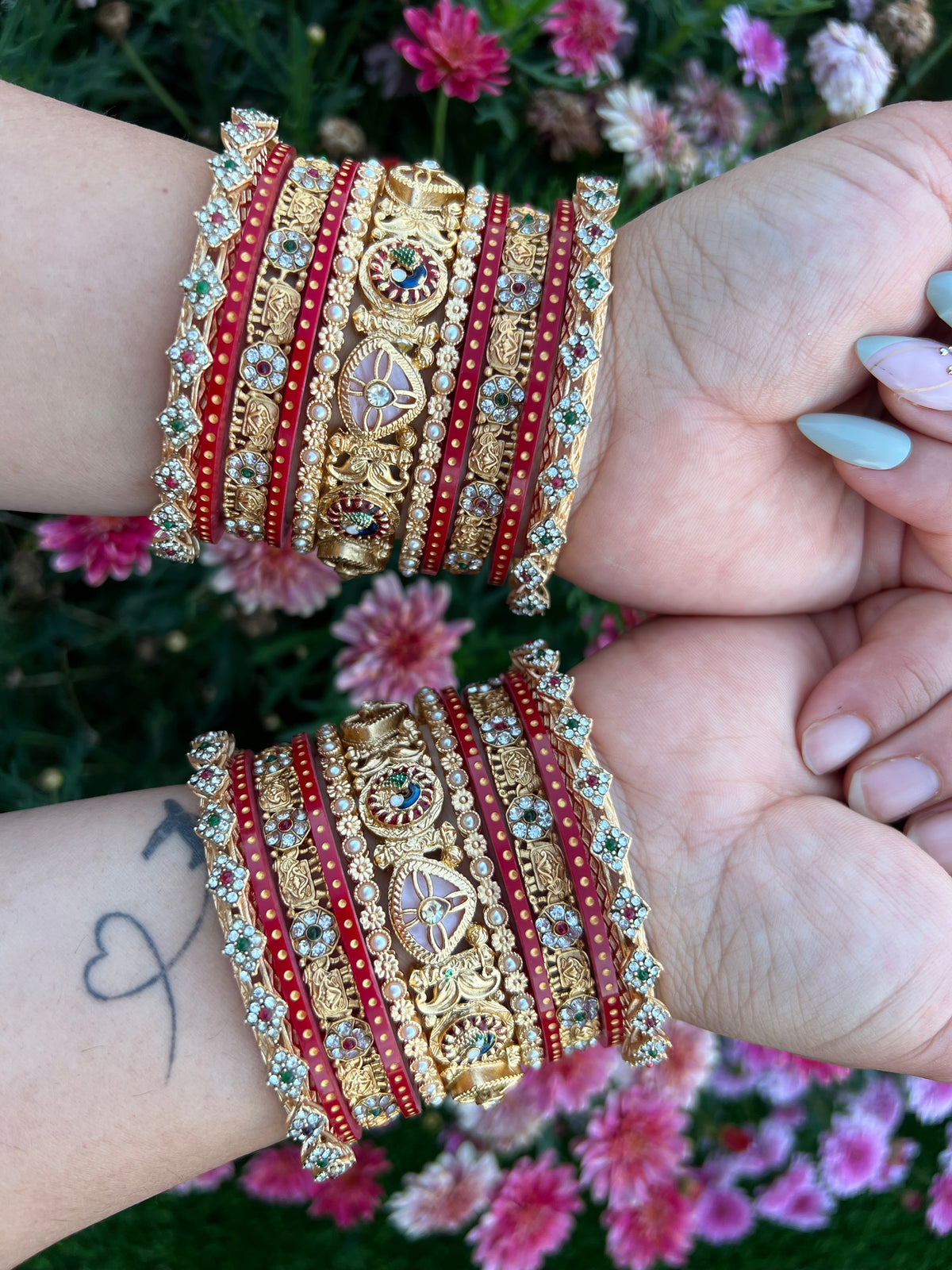 Maharani Kundan & Peacock Bangle Set ( Both hands)