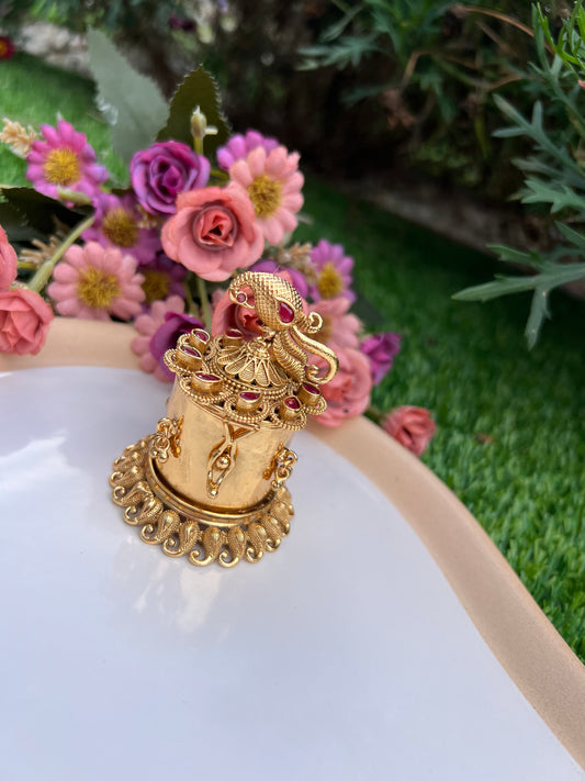 Heritage Peacock Motif Ethnic Vermilion Box
