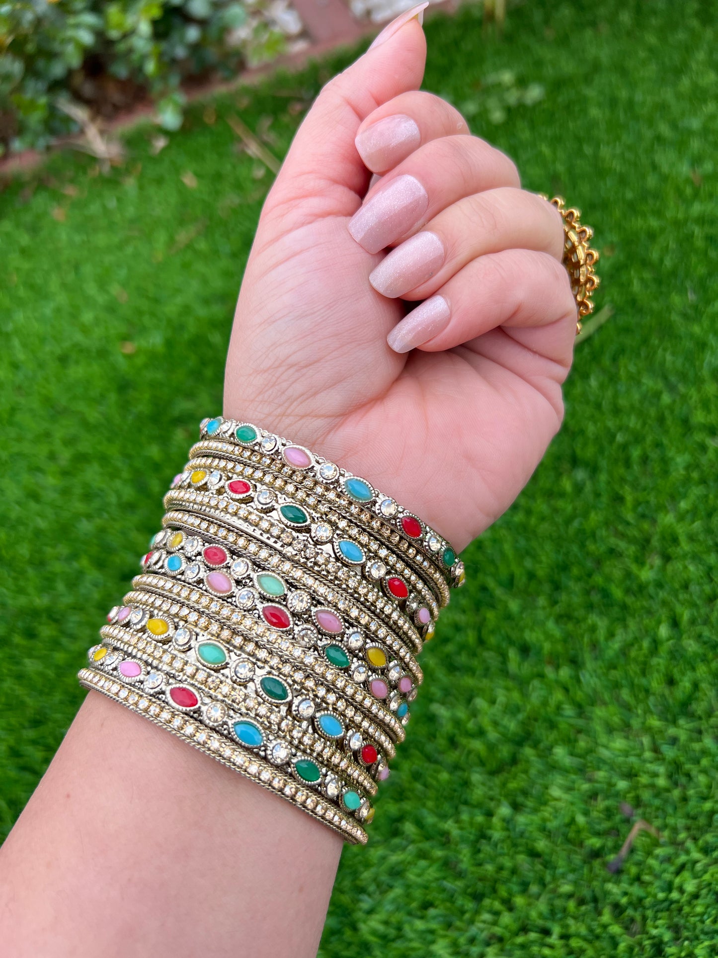Multicoloured polki bangles