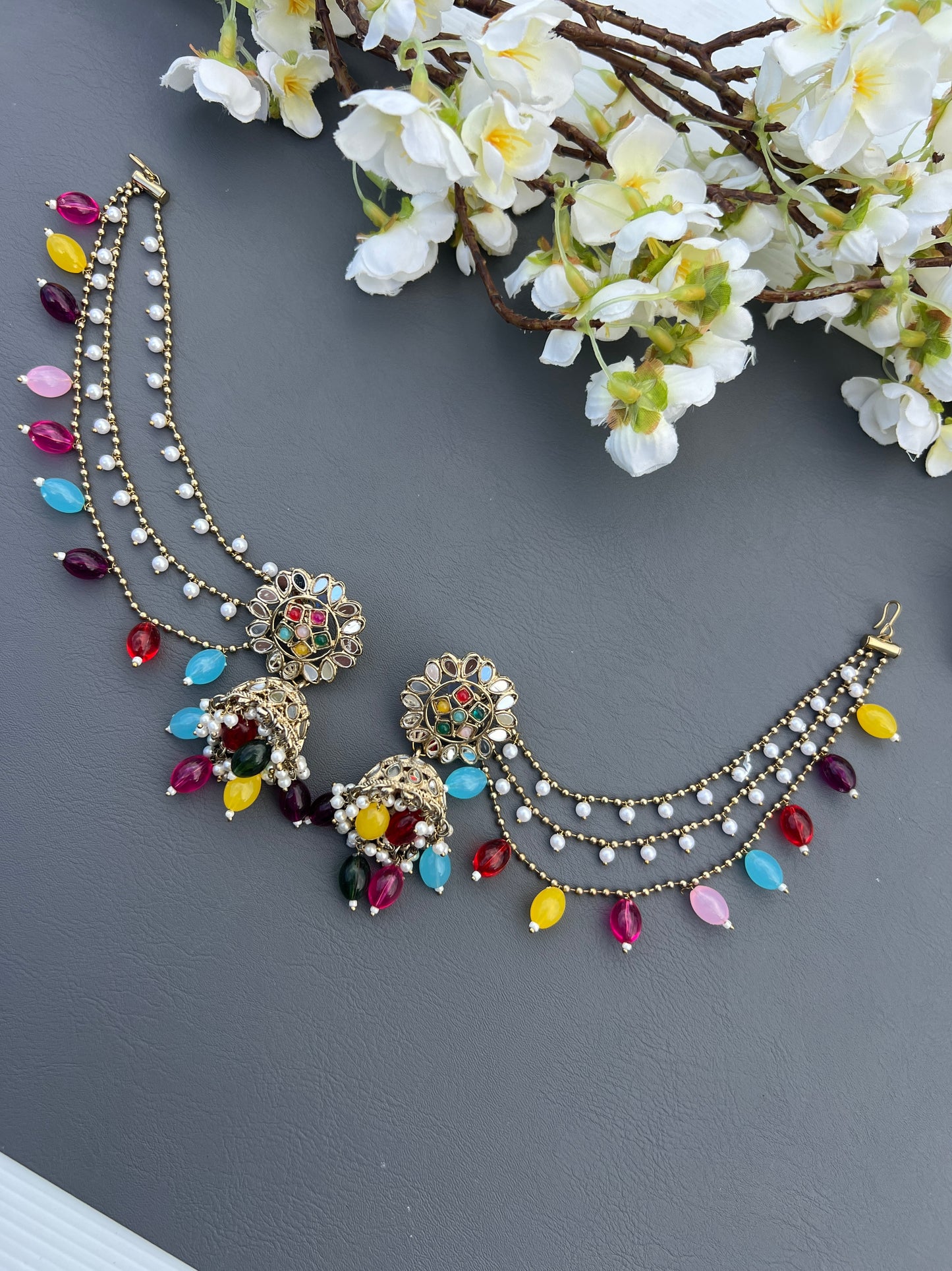 Himani jhumka earrings with ear chains