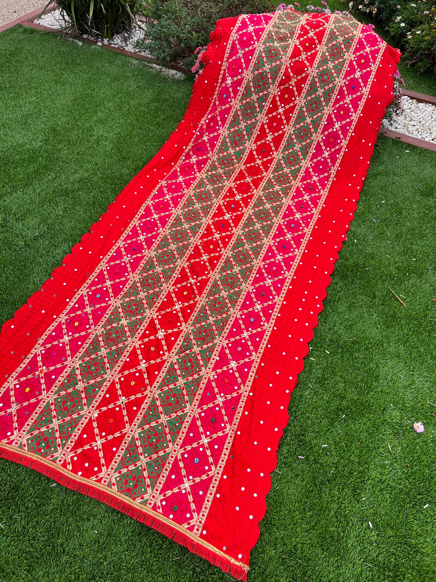 Reejh embroidered Punjabi Phulkari scarf/shawl