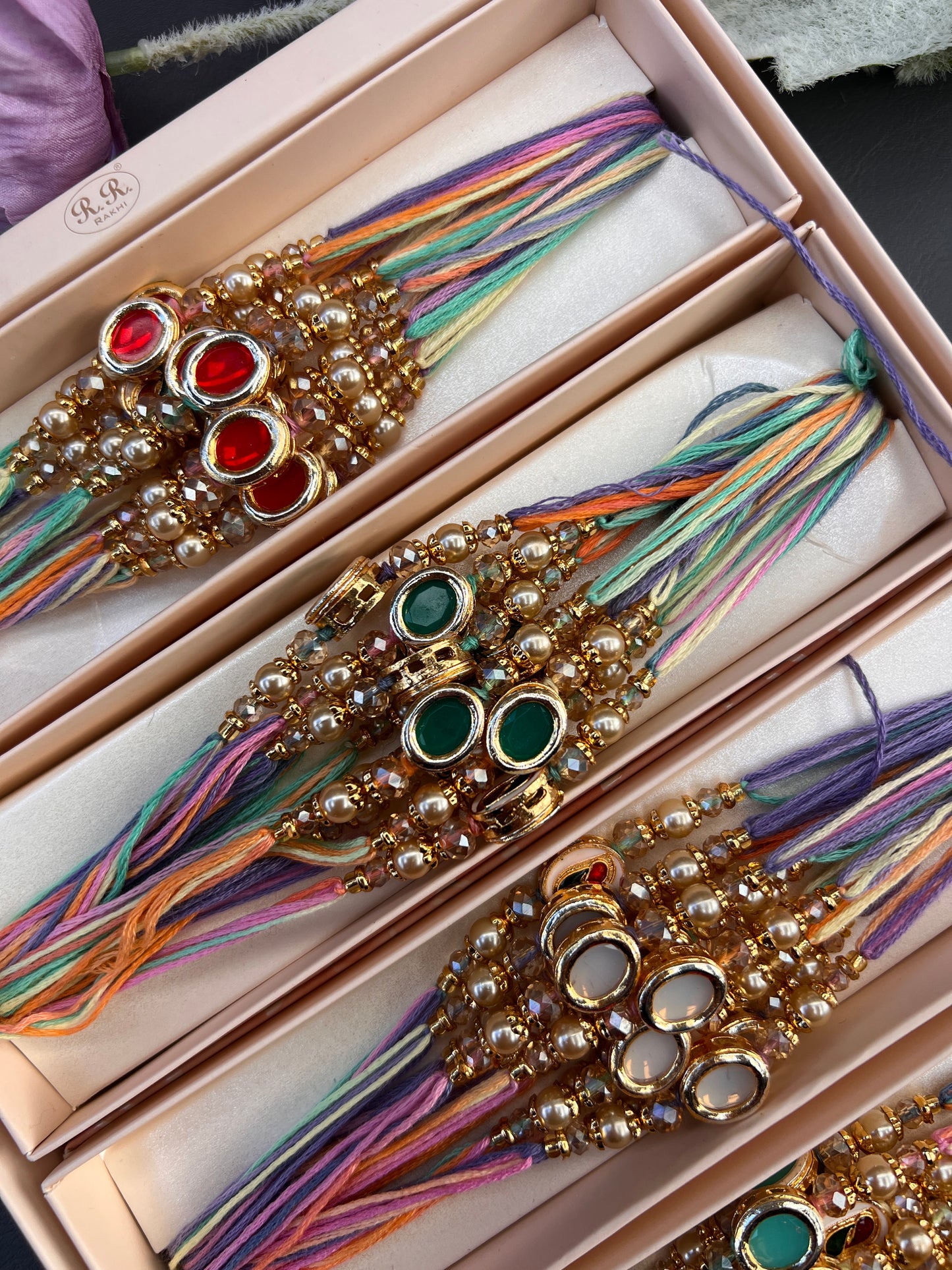 Kundan rakhi thread
