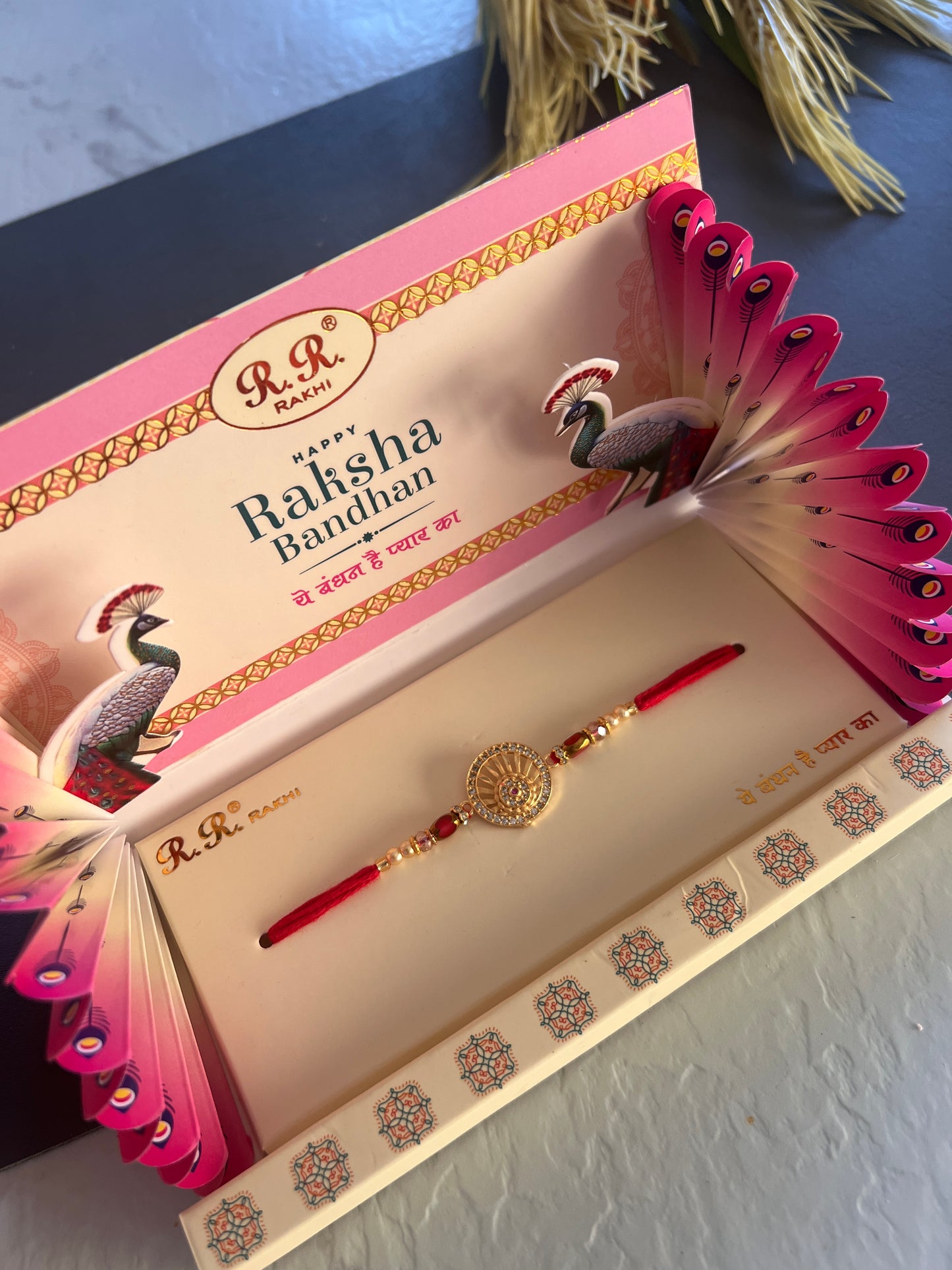 Luxury packaging gold plated rakhi
