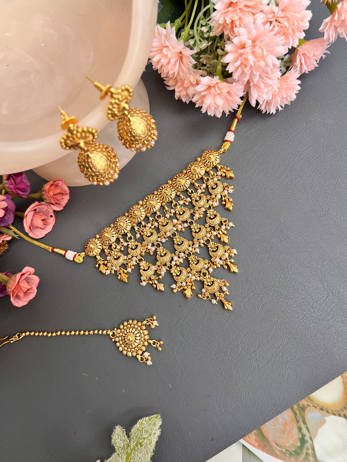 Sahiba gold plated choker set