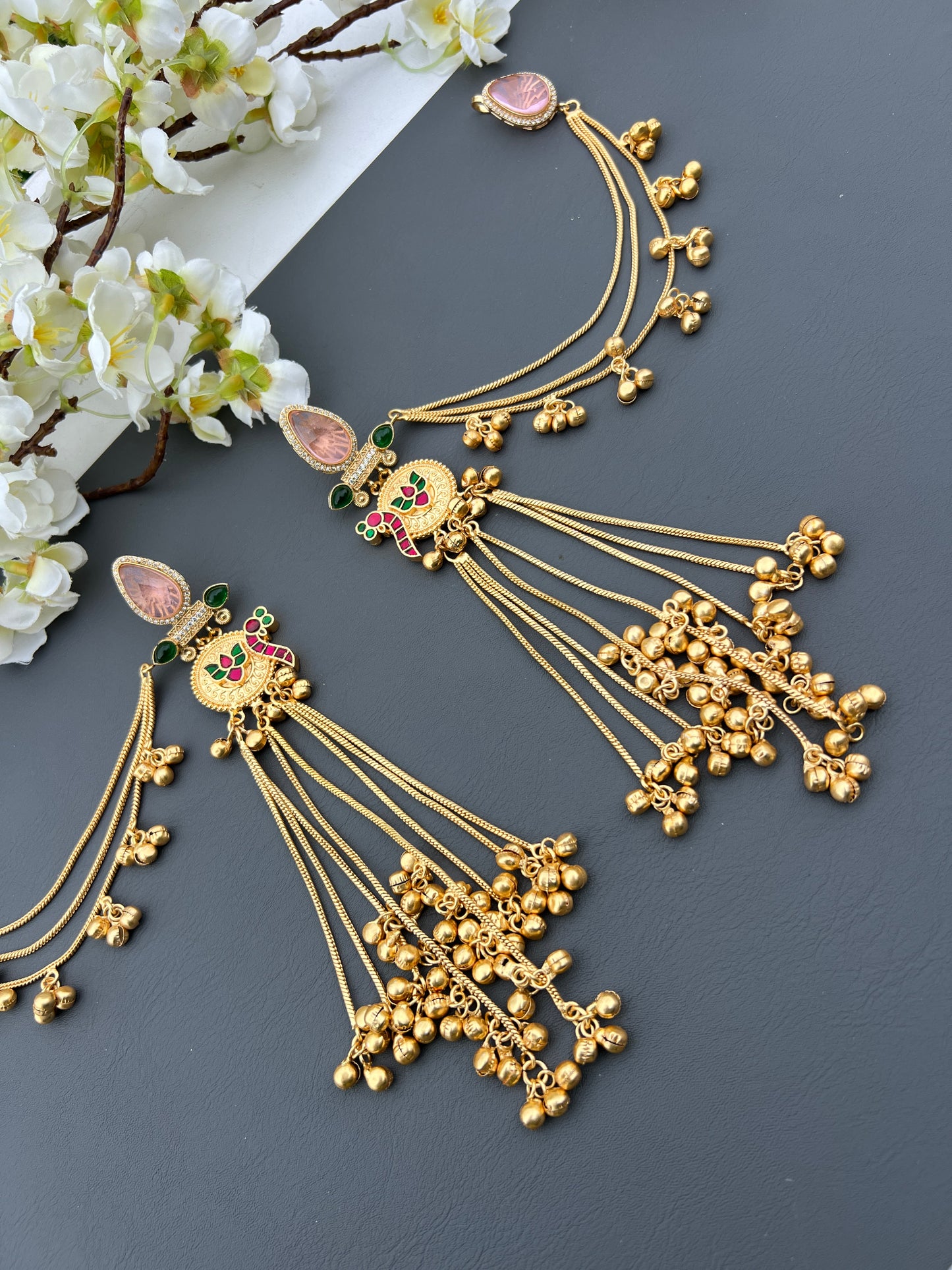 Dhanvi Kashmiri long earrings with ear chains