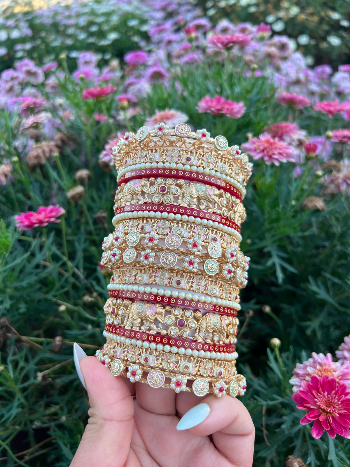The Aadhya Heritage Elephant Bangle Set ( Both hands)