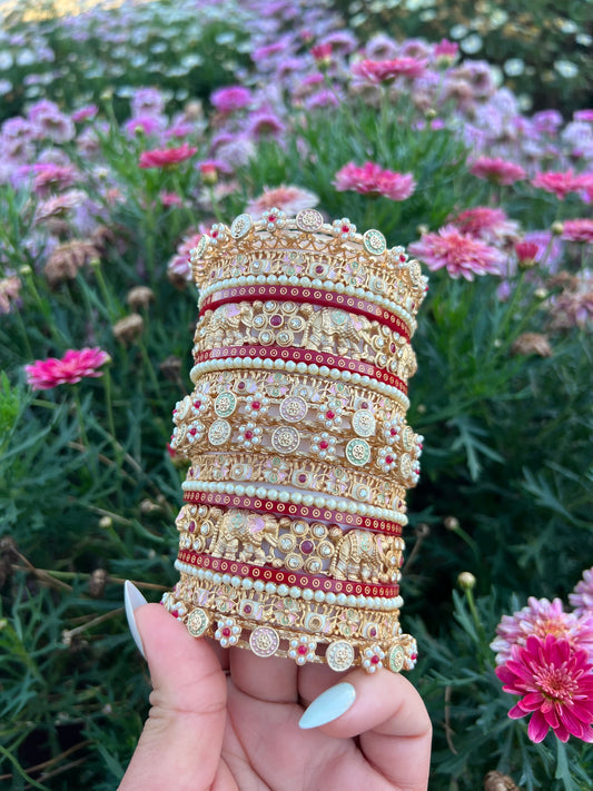 The Aadhya Heritage Elephant Bangle Set ( Both hands)