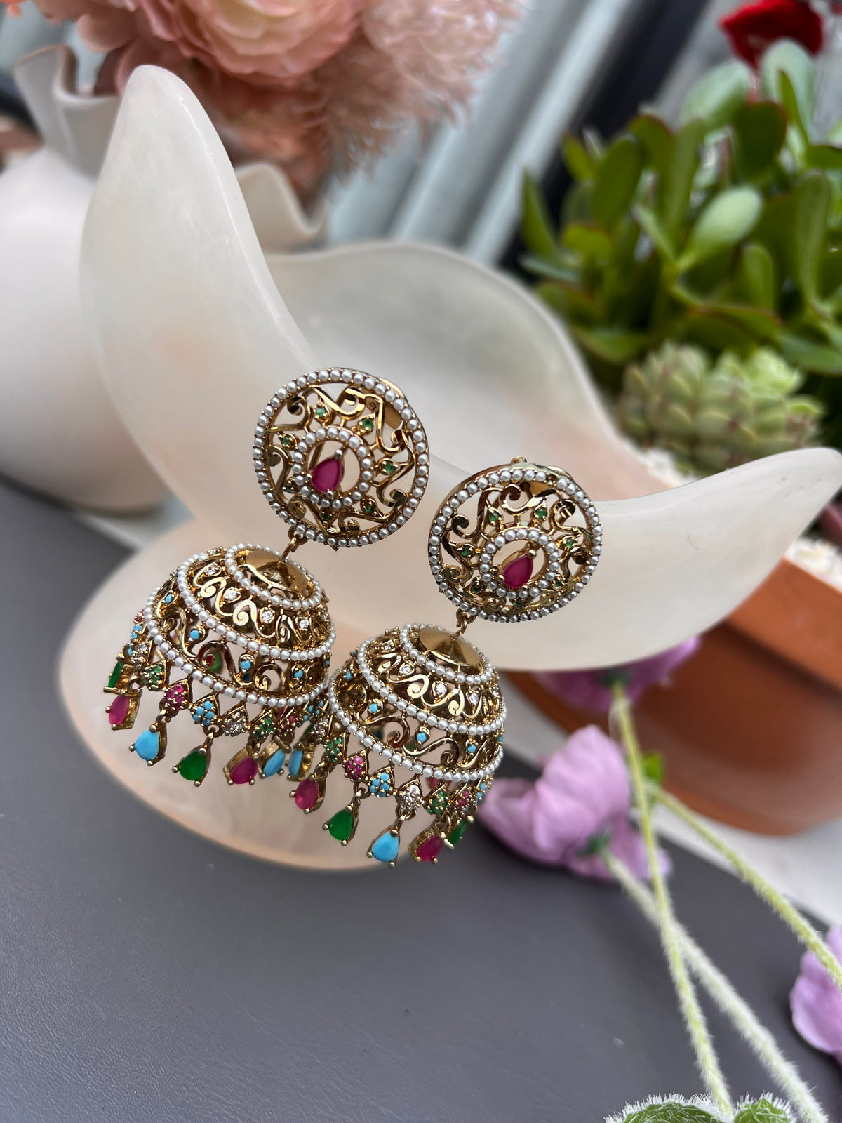 Suhani American diamond jhumki earrings