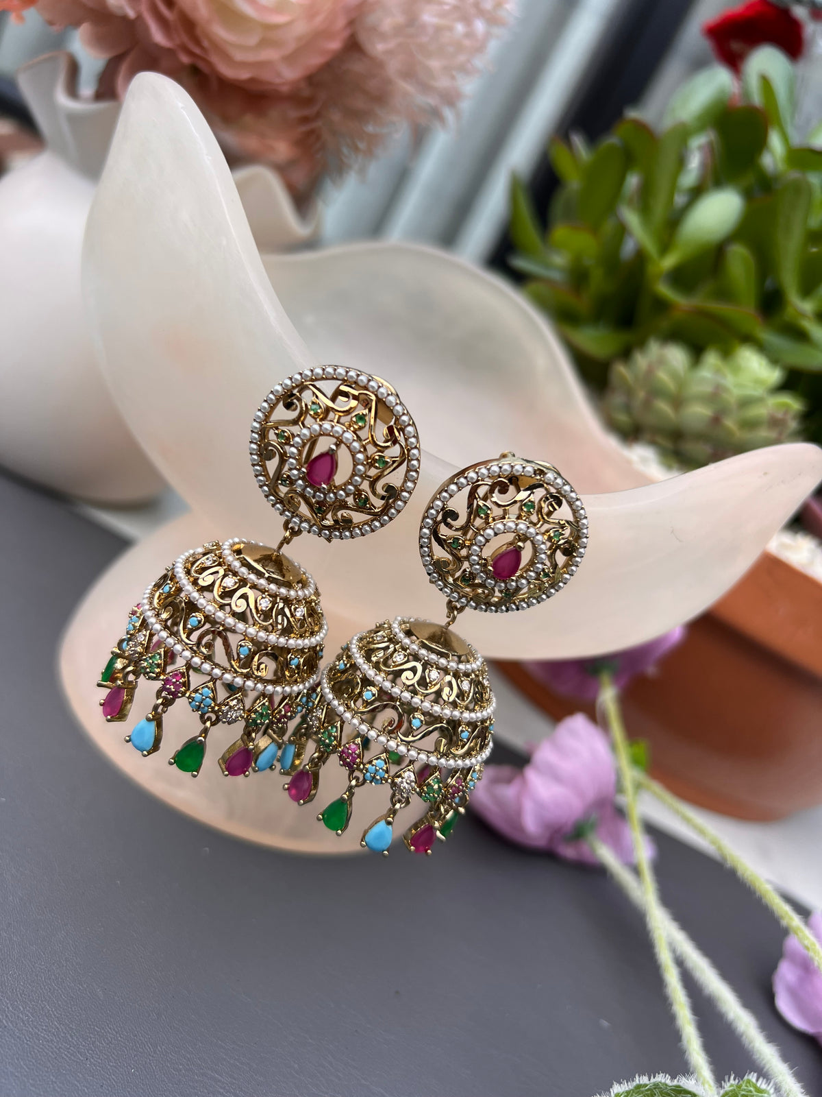 Suhani American diamond jhumki earrings
