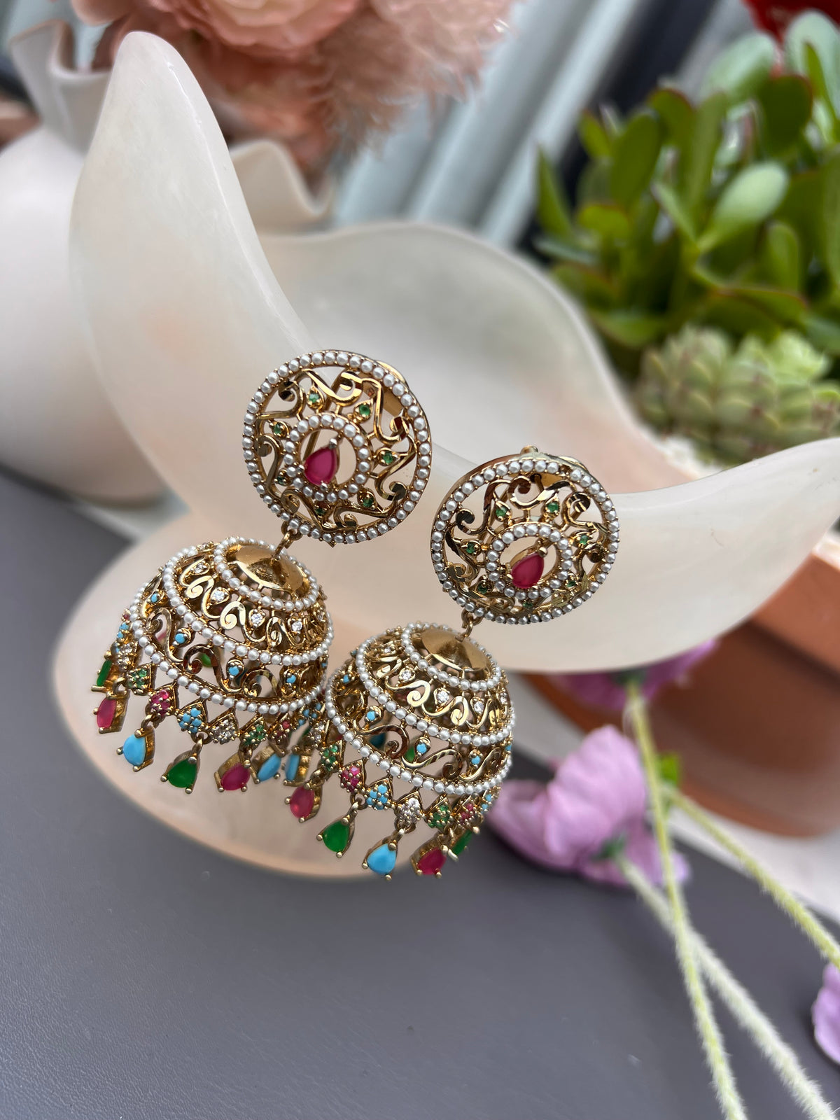 Suhani American diamond jhumki earrings
