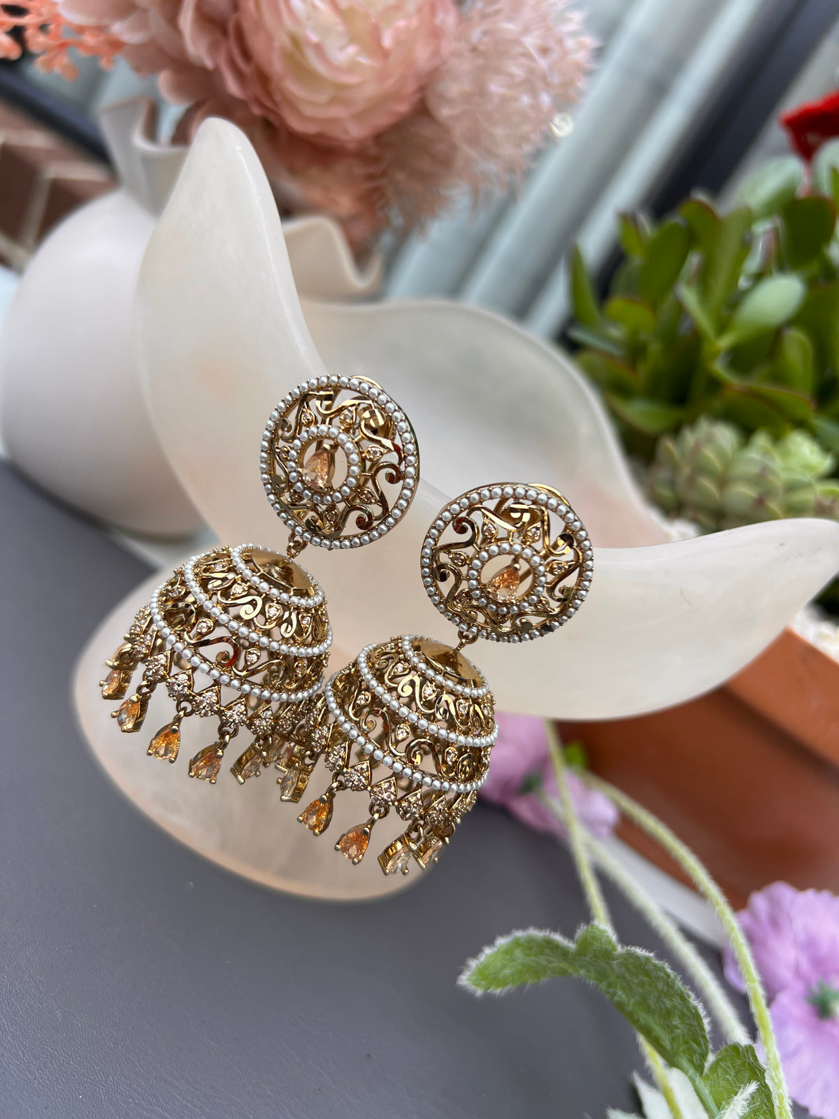 Suhani American diamond jhumki earrings