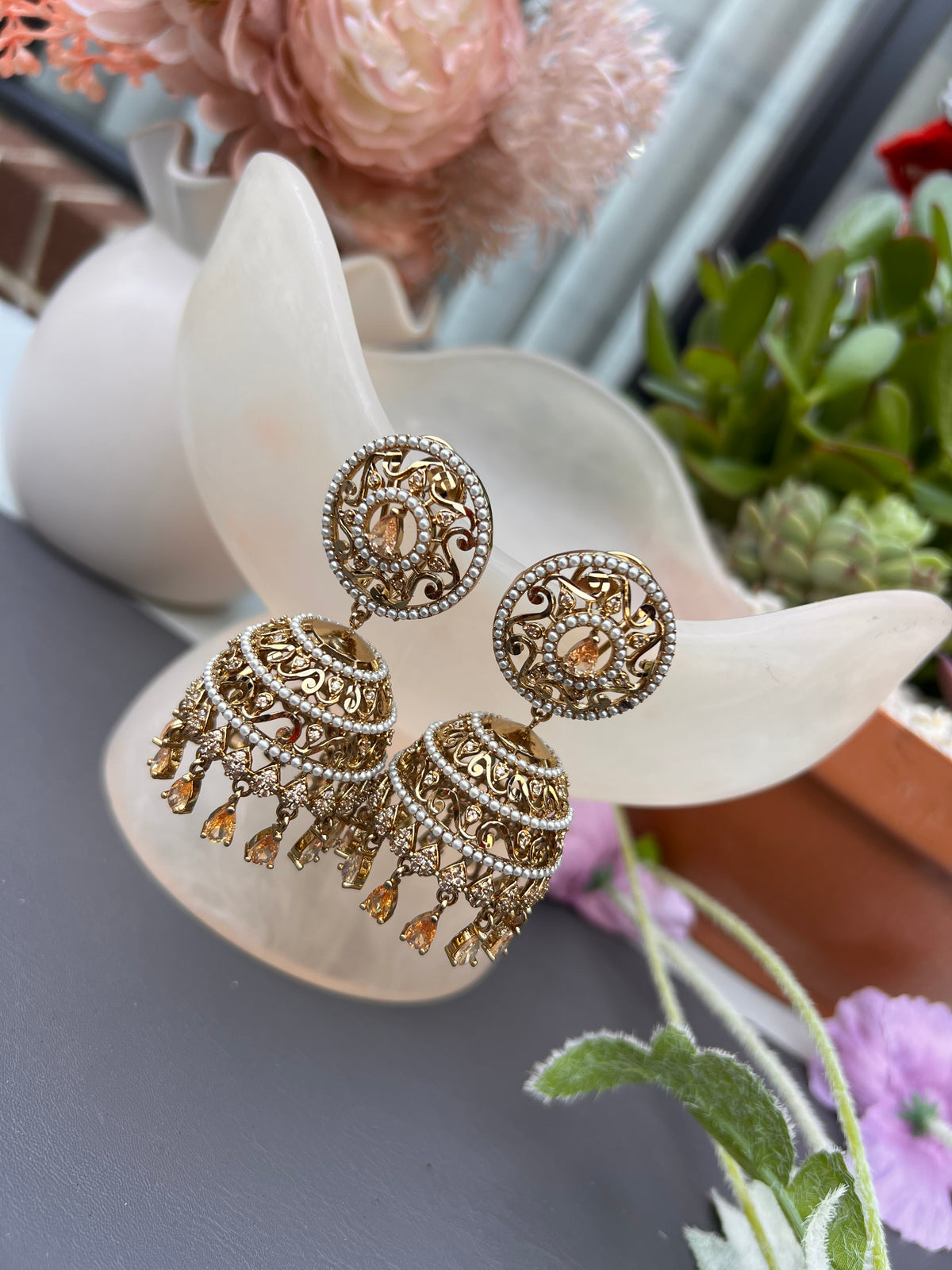 Suhani American diamond jhumki earrings
